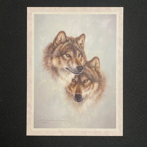 Combo Leanin' Tree Greeting Card/Magnet FOREST MATES Wolves Anniversary Larry Fa - Picture 2 of 10
